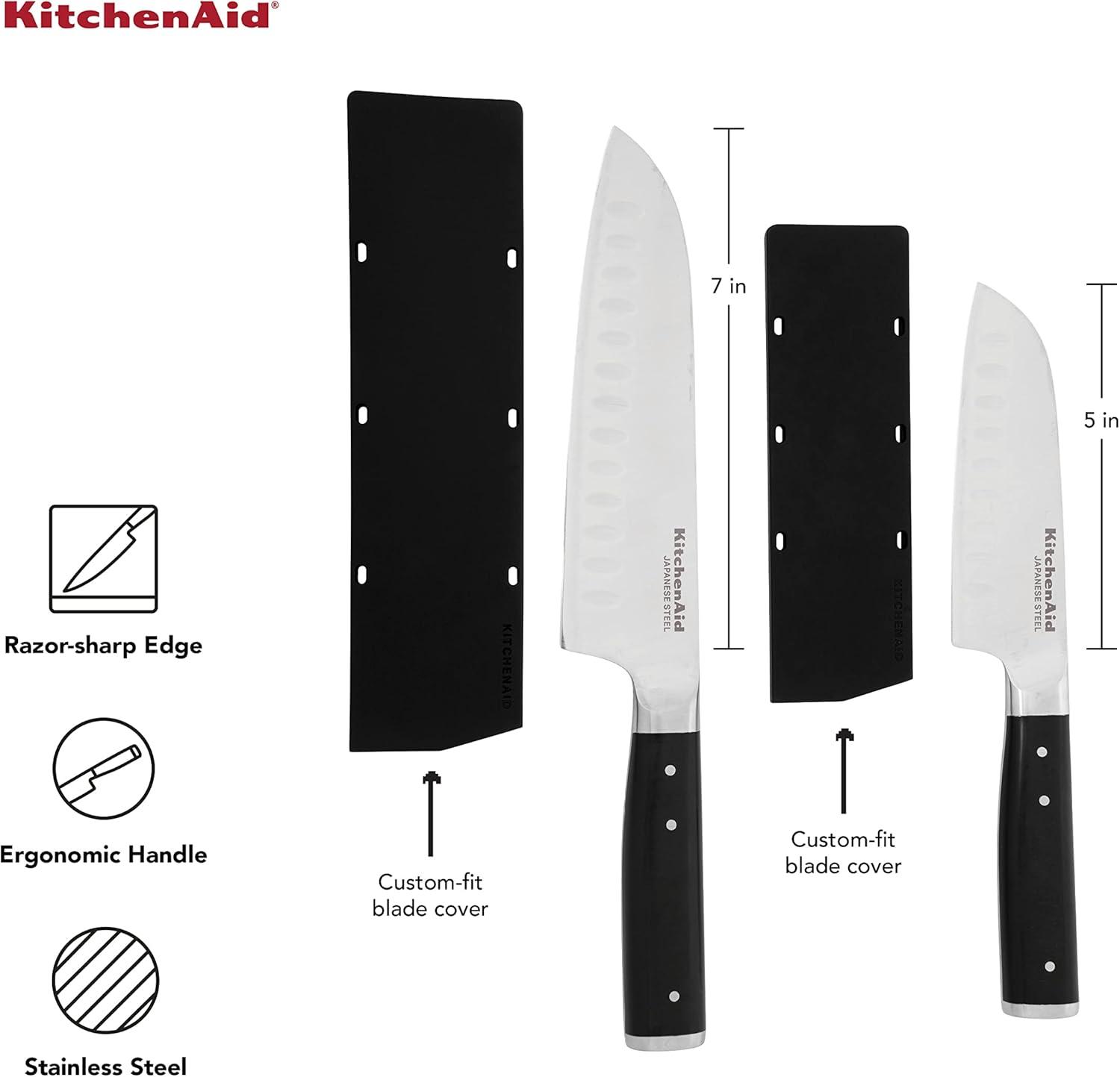 imageKitchenAid Gourmet Forged Triple Rivet Bread Knife with CustomFit Blade Cover 5inch Sharp Kitchen Knife HighCarbon Japanese Stainless Steel Blade Black7
