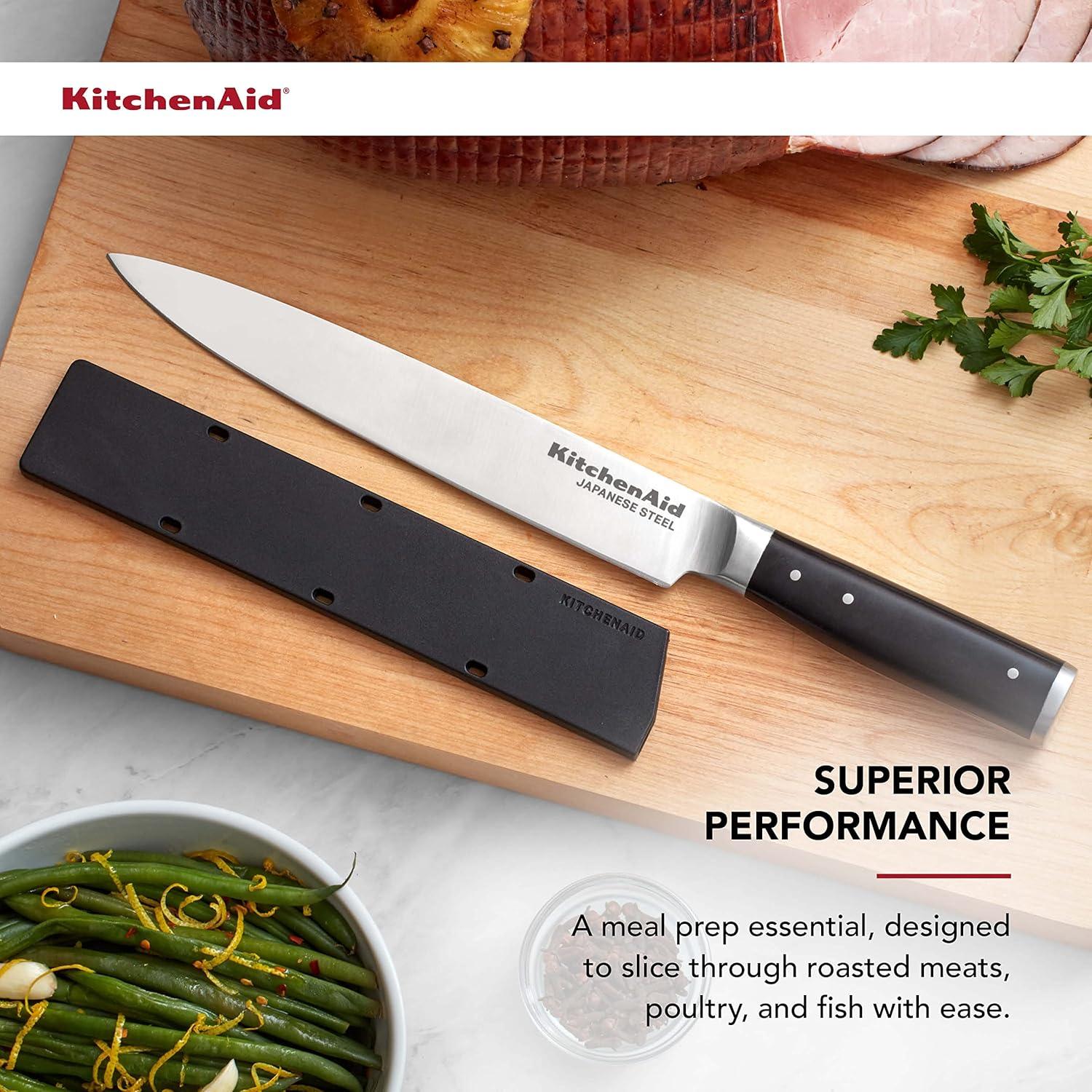 imageKitchenAid Gourmet Forged Triple Rivet Bread Knife with CustomFit Blade Cover 5inch Sharp Kitchen Knife HighCarbon Japanese Stainless Steel Blade Black8