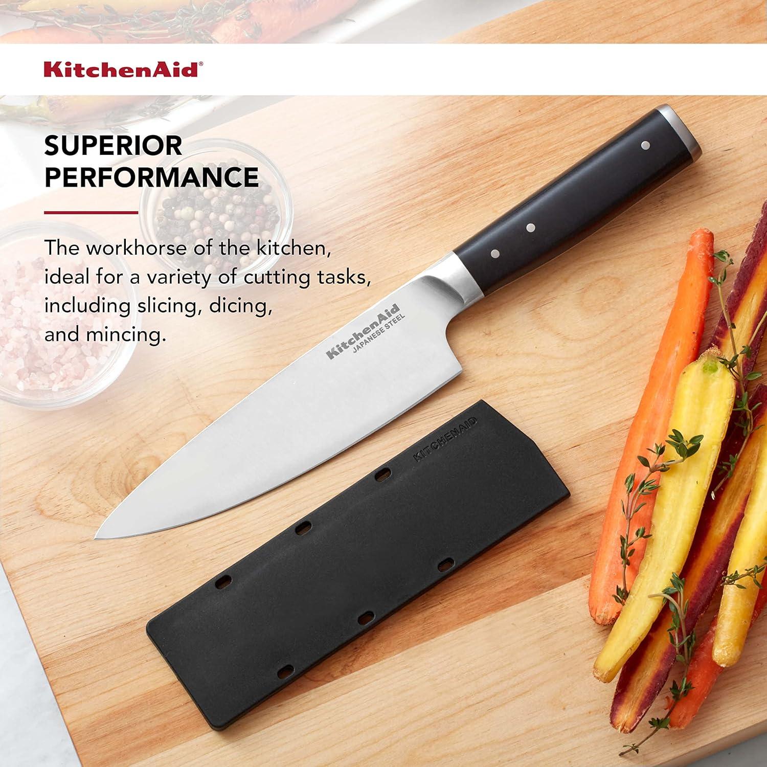 imageKitchenAid Gourmet Forged Triple Rivet Bread Knife with CustomFit Blade Cover 5inch Sharp Kitchen Knife HighCarbon Japanese Stainless Steel Blade Black6