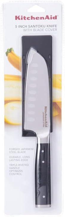 imageKitchenAid Gourmet Forged Triple Rivet Bread Knife with CustomFit Blade Cover 5inch Sharp Kitchen Knife HighCarbon Japanese Stainless Steel Blade Black5