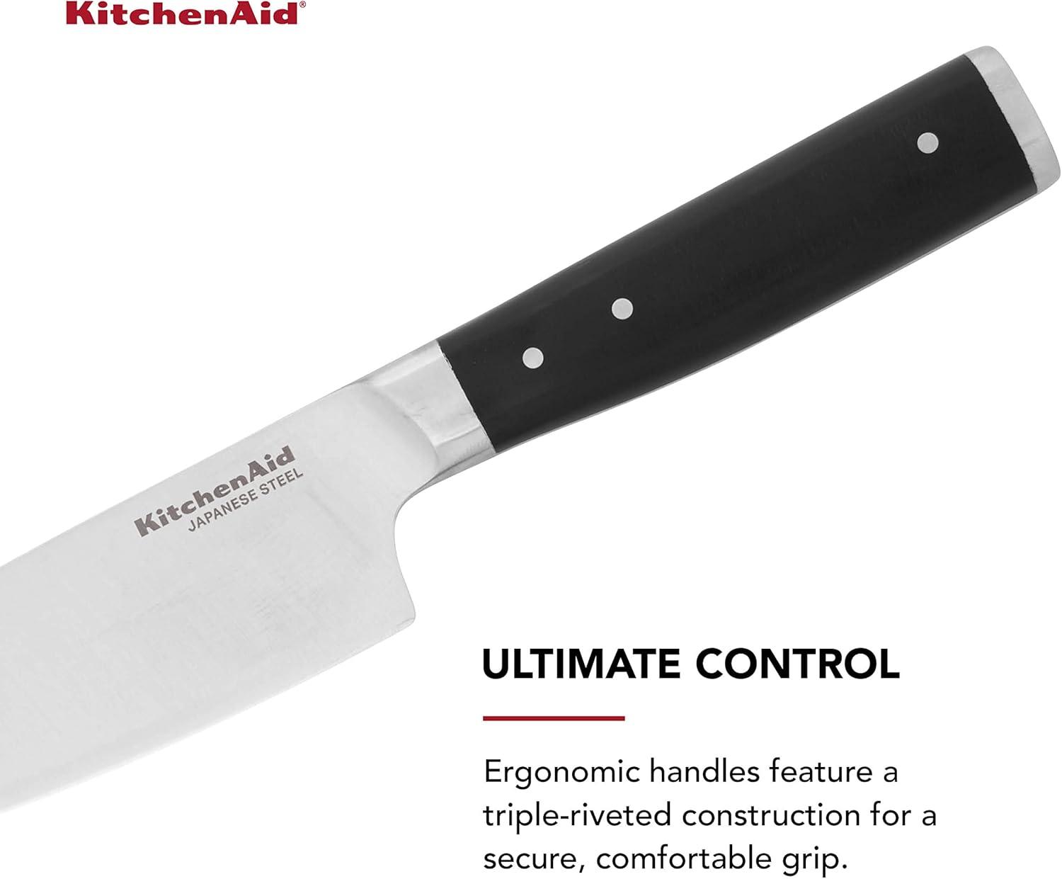 imageKitchenAid Gourmet Forged Triple Rivet Bread Knife with CustomFit Blade Cover 5inch Sharp Kitchen Knife HighCarbon Japanese Stainless Steel Blade Black6