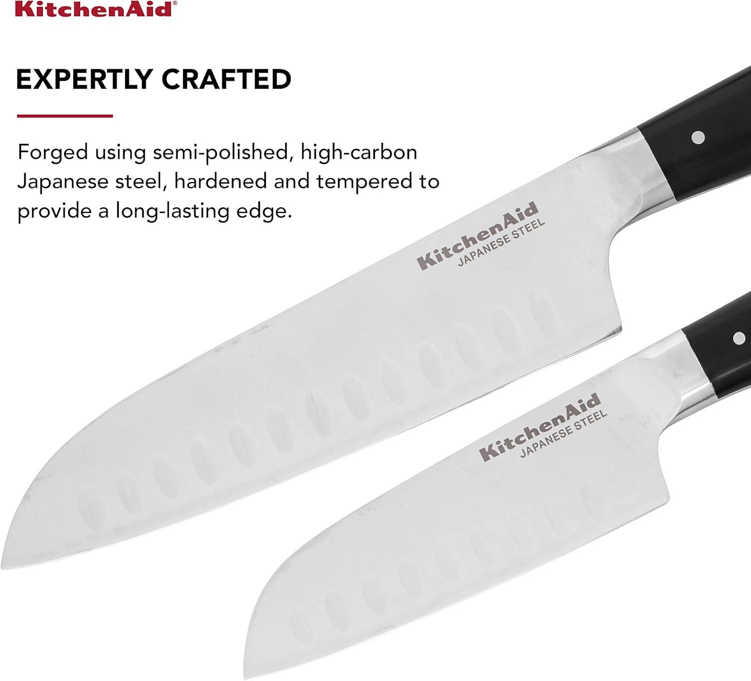 imageKitchenAid Gourmet Forged Triple Rivet Bread Knife with CustomFit Blade Cover 5inch Sharp Kitchen Knife HighCarbon Japanese Stainless Steel Blade Black7