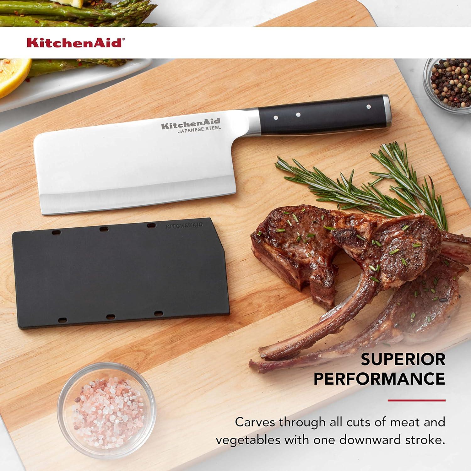imageKitchenAid Gourmet Forged Triple Rivet Bread Knife with CustomFit Blade Cover 5inch Sharp Kitchen Knife HighCarbon Japanese Stainless Steel Blade Black6