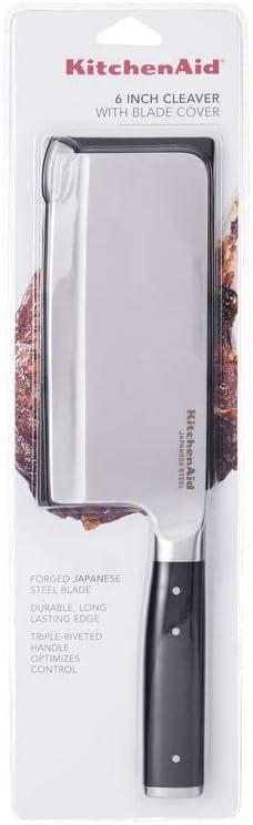 imageKitchenAid Gourmet Forged Triple Rivet Bread Knife with CustomFit Blade Cover 5inch Sharp Kitchen Knife HighCarbon Japanese Stainless Steel Blade Black6