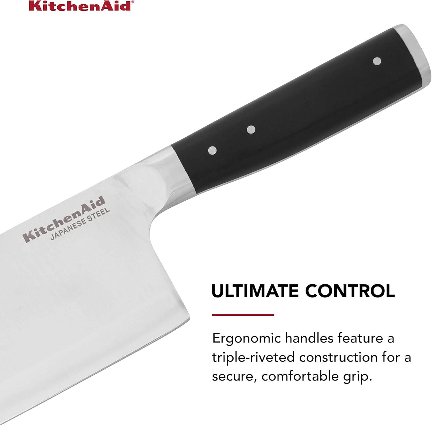 imageKitchenAid Gourmet Forged Triple Rivet Bread Knife with CustomFit Blade Cover 5inch Sharp Kitchen Knife HighCarbon Japanese Stainless Steel Blade Black6