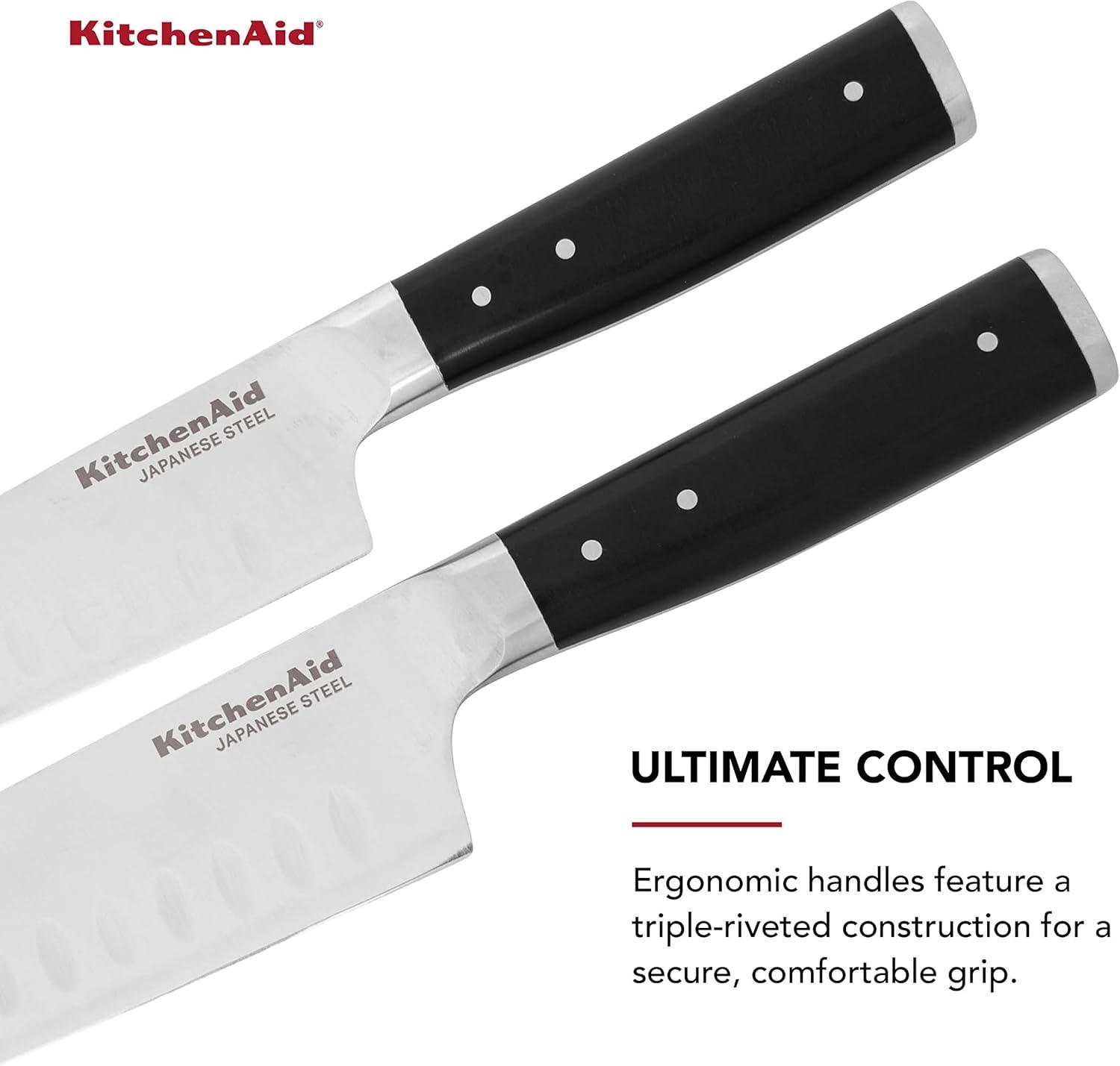 imageKitchenAid Gourmet Forged Triple Rivet Bread Knife with CustomFit Blade Cover 5inch Sharp Kitchen Knife HighCarbon Japanese Stainless Steel Blade Black7