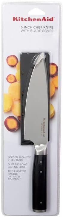 imageKitchenAid Gourmet Forged Triple Rivet Bread Knife with CustomFit Blade Cover 5inch Sharp Kitchen Knife HighCarbon Japanese Stainless Steel Blade Black6