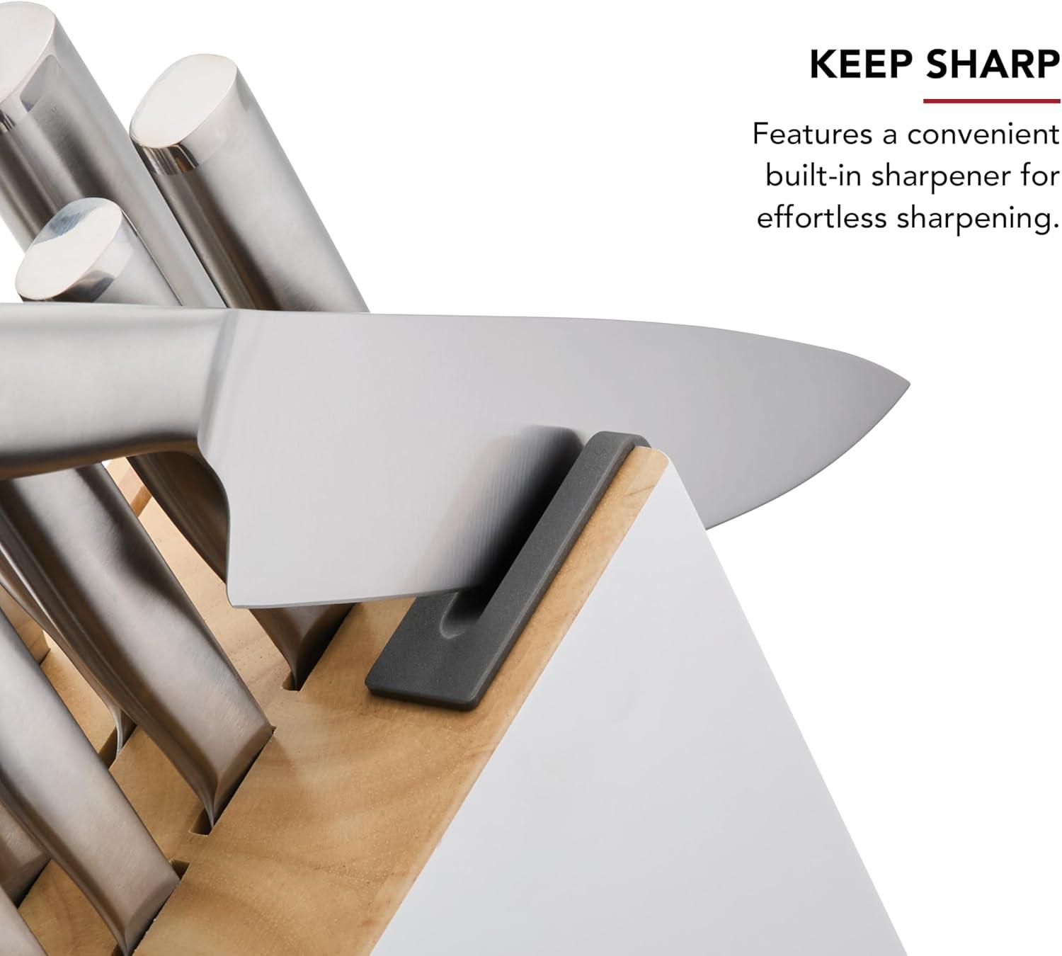 imageKitchenAid Gourmet Knife Block Set with Builtin Sharpener 15Piece Stainless SteelWhite