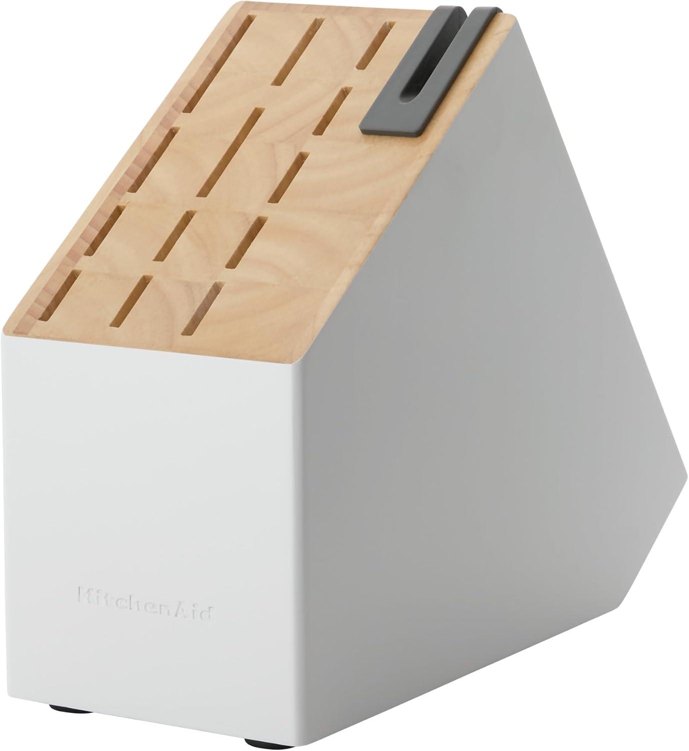 imageKitchenAid Gourmet Knife Block Set with Builtin Sharpener 15Piece Stainless SteelWhite