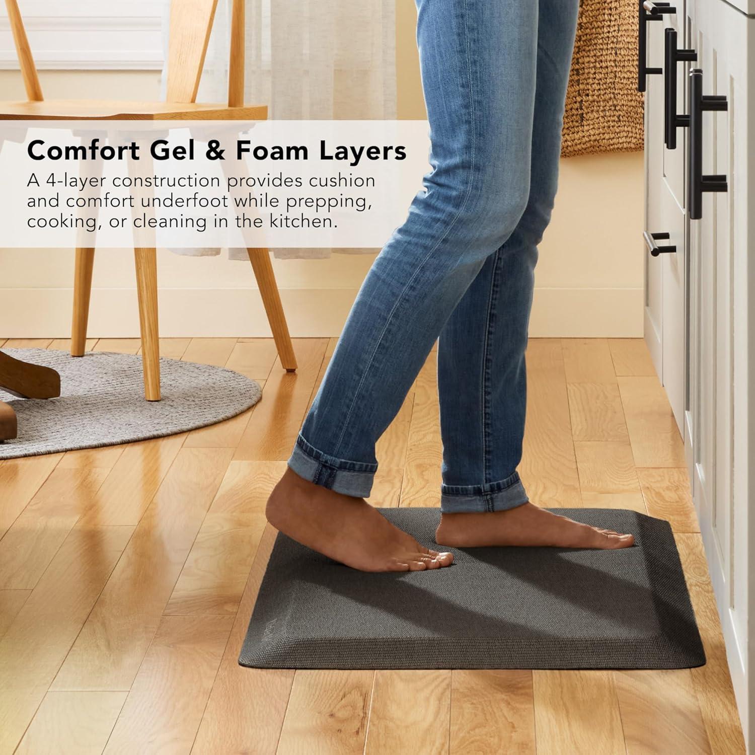 imageKitchenAid Gourmet Series Kitchen Comfort Gel Mat Solid Basketweave Ink Blue 20quotx39quotCharcoal Grey