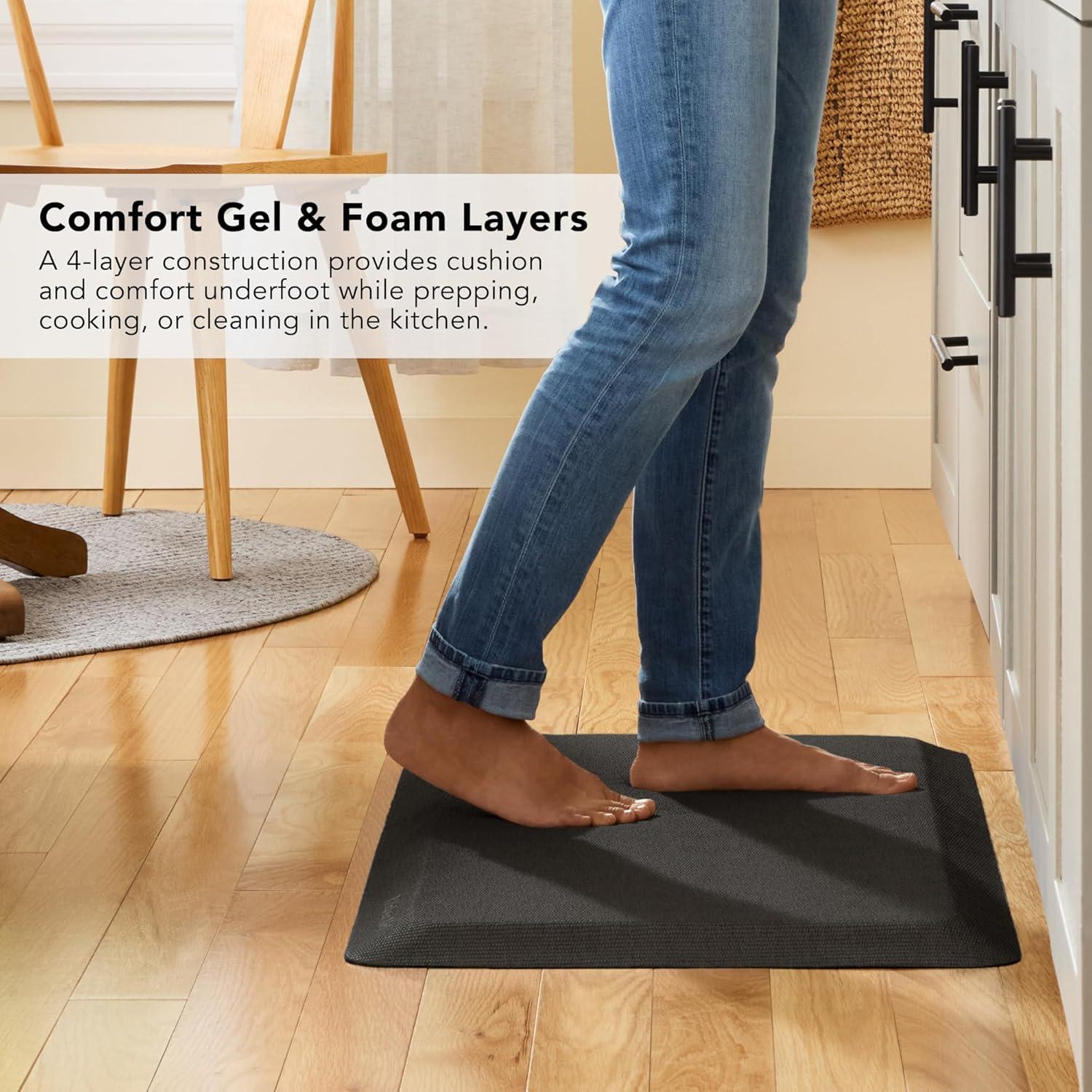 imageKitchenAid Gourmet Series Kitchen Comfort Gel Mat Solid Basketweave Ink Blue 20quotx39quotMatte Black