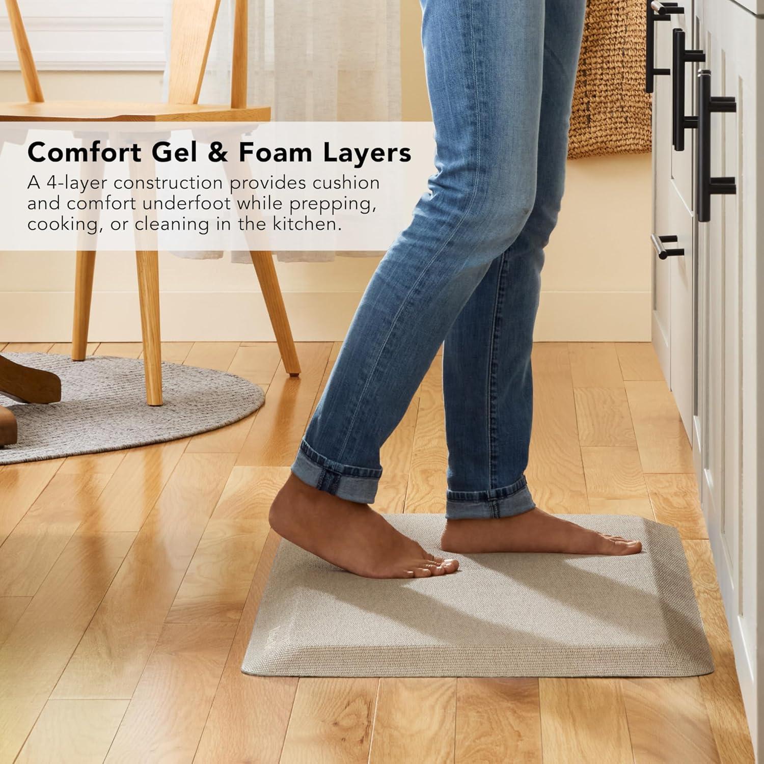 imageKitchenAid Gourmet Series Kitchen Comfort Gel Mat Solid Basketweave Ink Blue 20quotx39quotMilkshake Tan