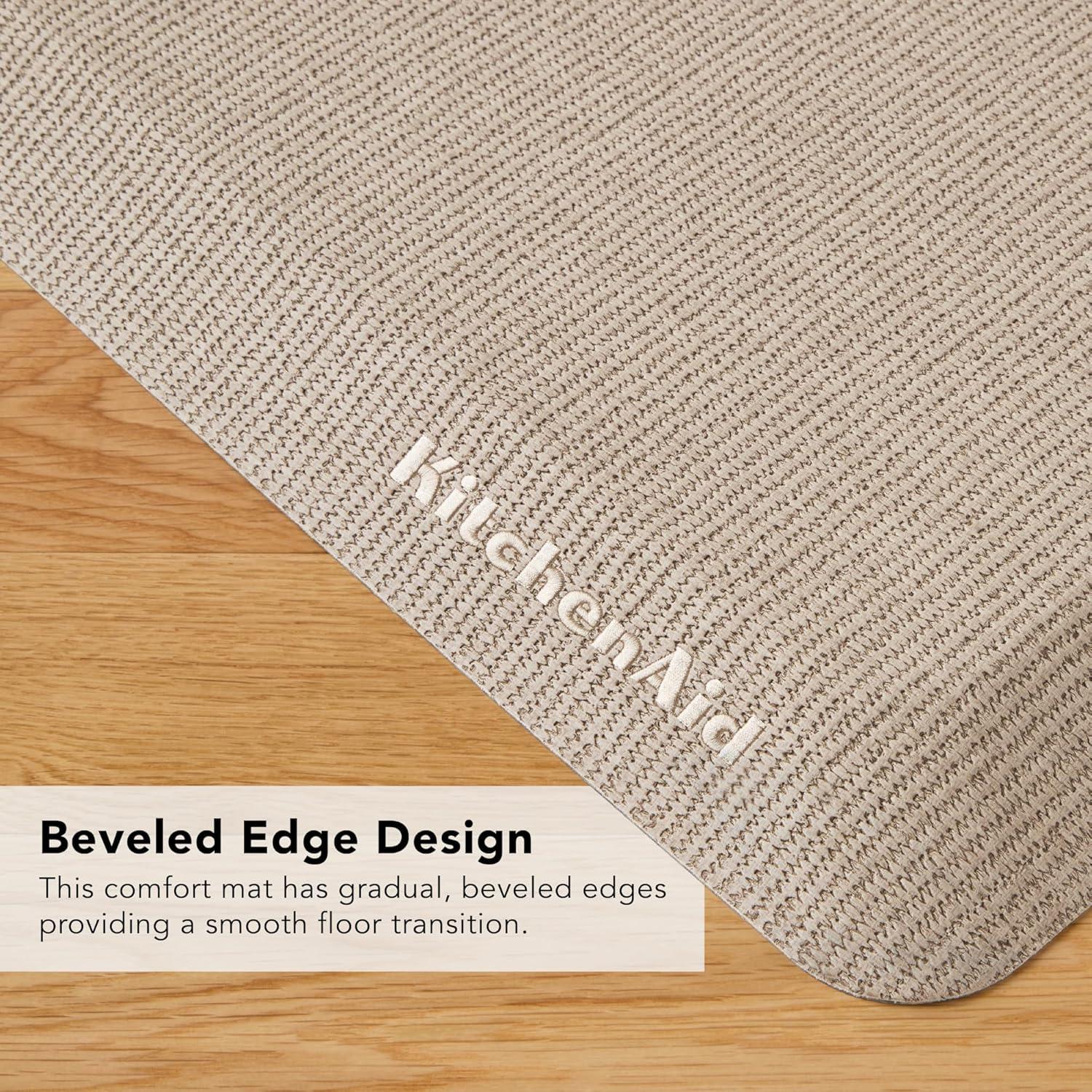 imageKitchenAid Gourmet Series Kitchen Comfort Gel Mat Solid Basketweave Ink Blue 20quotx39quotMilkshake Tan