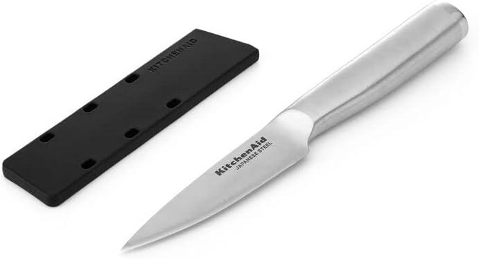 imageKitchenAid Gourmet Utility and Paring Knife Set Set with Blade Covers 2Piece Stainless Steel35Inch Serrated Paring Knife