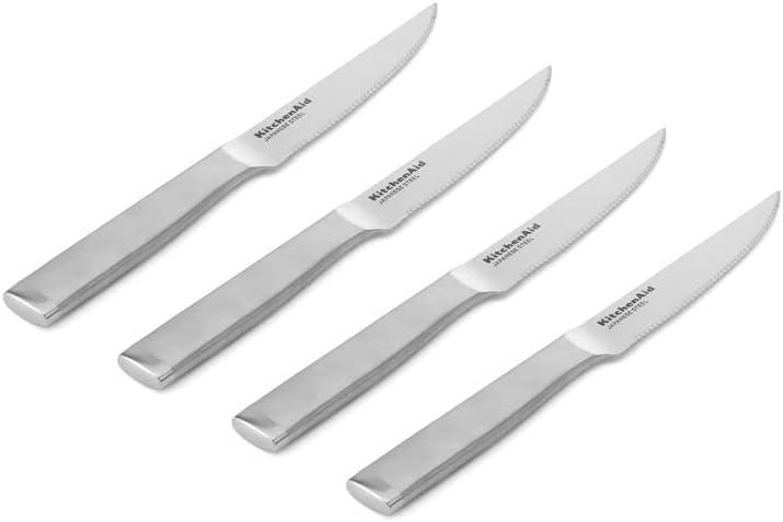 imageKitchenAid Gourmet Utility and Paring Knife Set Set with Blade Covers 2Piece Stainless Steel4Piece Steak Knife Set