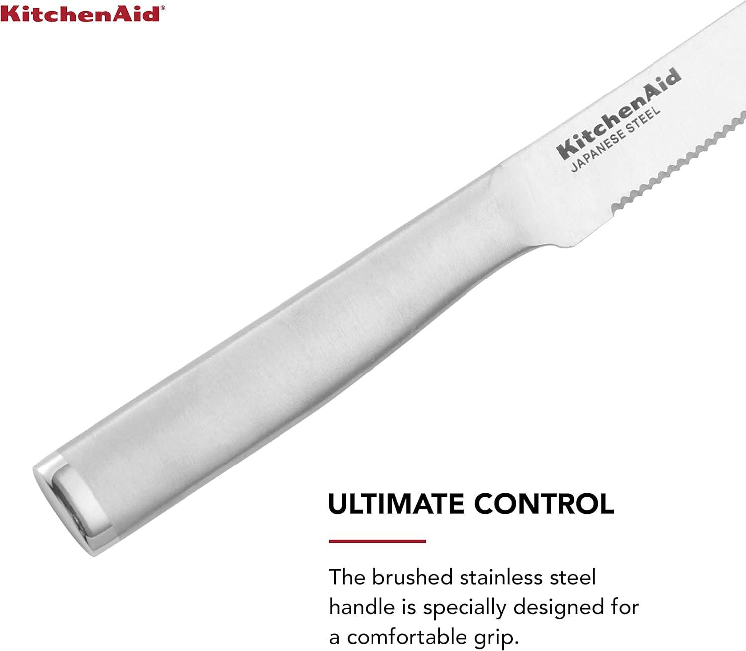 imageKitchenAid Gourmet Utility and Paring Knife Set Set with Blade Covers 2Piece Stainless Steel4Piece Steak Knife Set