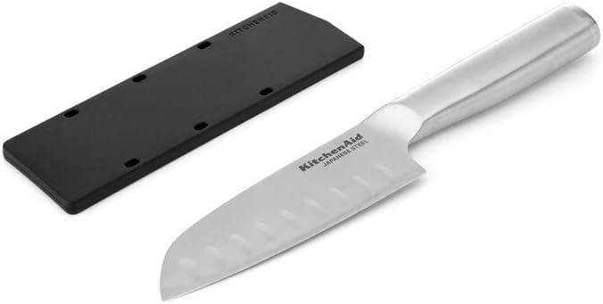 imageKitchenAid Gourmet Utility and Paring Knife Set Set with Blade Covers 2Piece Stainless Steel5Inch Santoku Knife