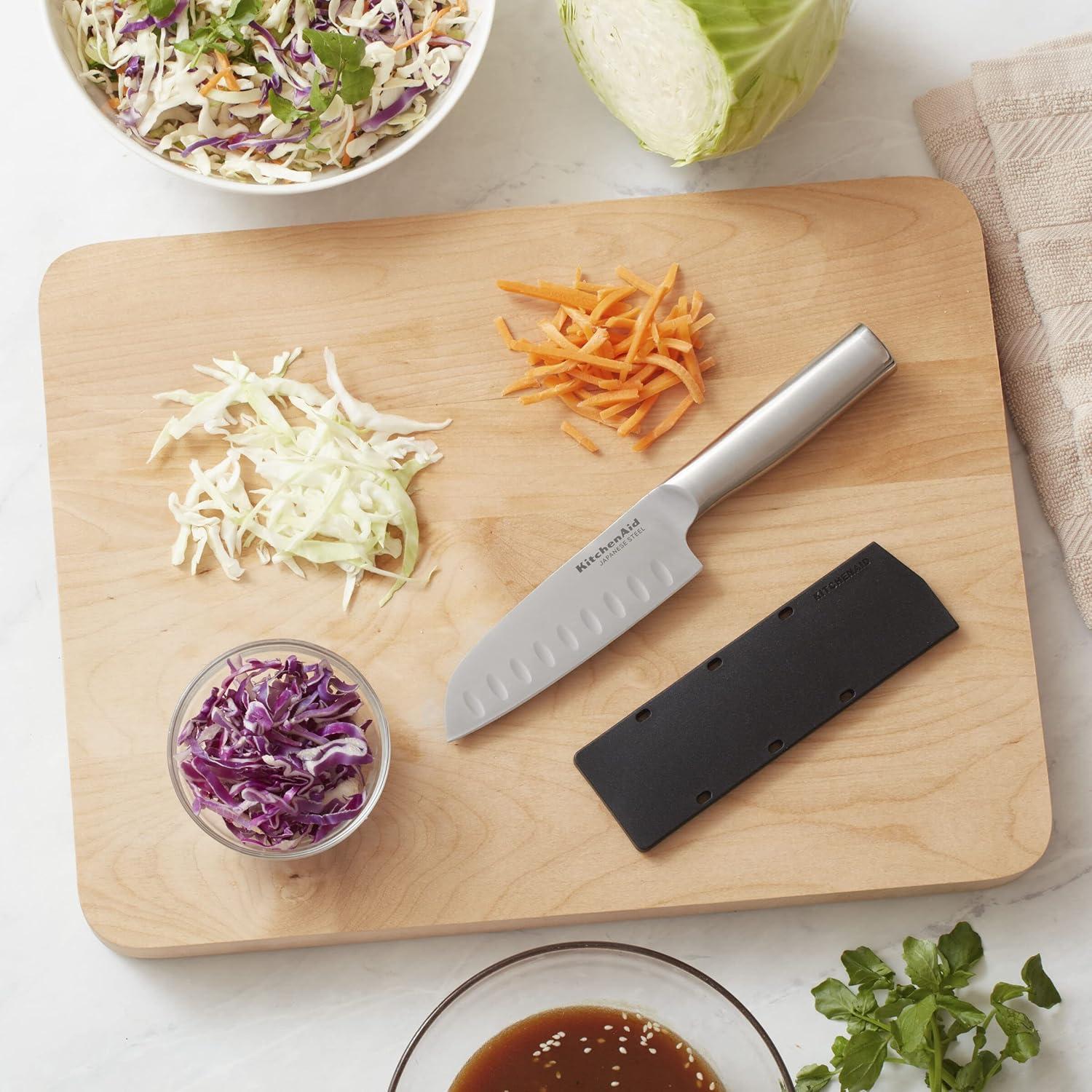 imageKitchenAid Gourmet Utility and Paring Knife Set Set with Blade Covers 2Piece Stainless Steel5Inch Santoku Knife