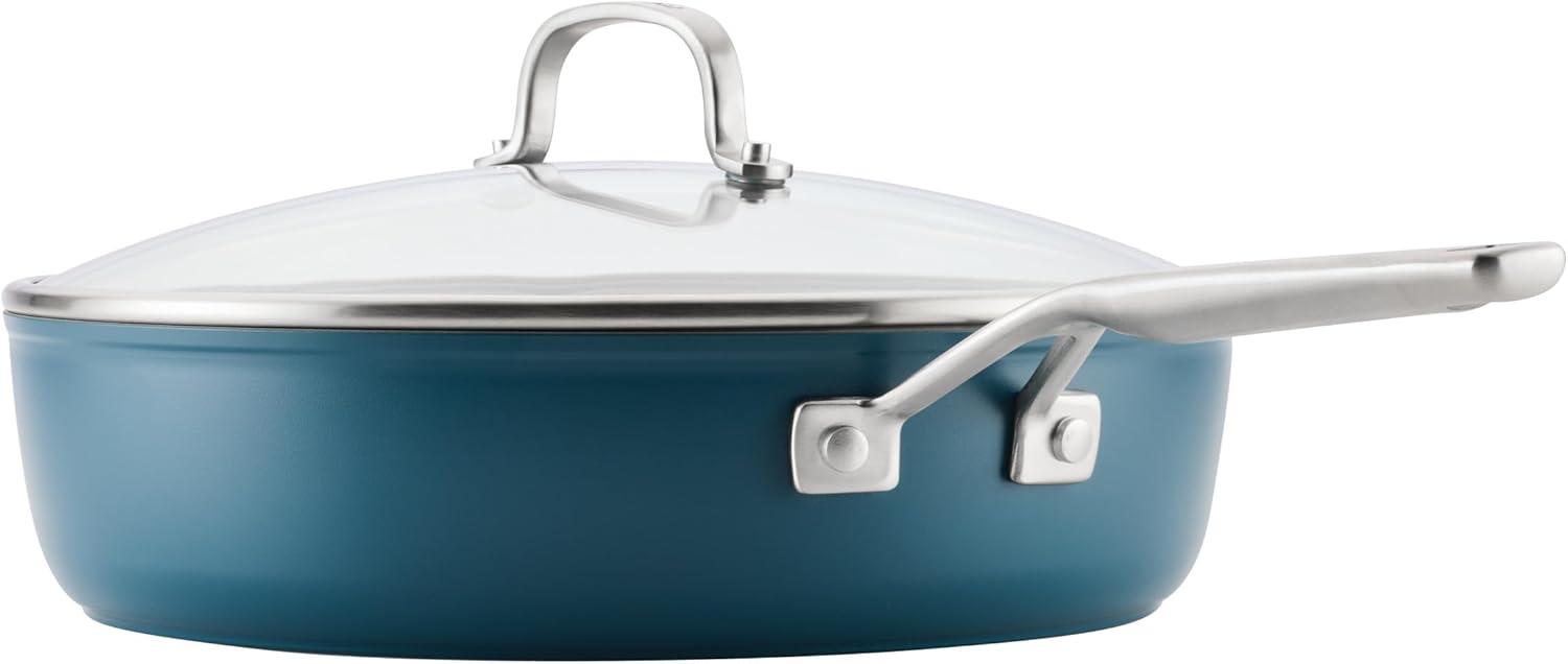 imageKitchenAid Hard Anodized Ceramic Induction Nonstick Cookware Frying PanSkillet with Lid Dishwasher Safe 1225 Inch Non Stick Fry Pan with Stainless Steel Handle PistachioAgave