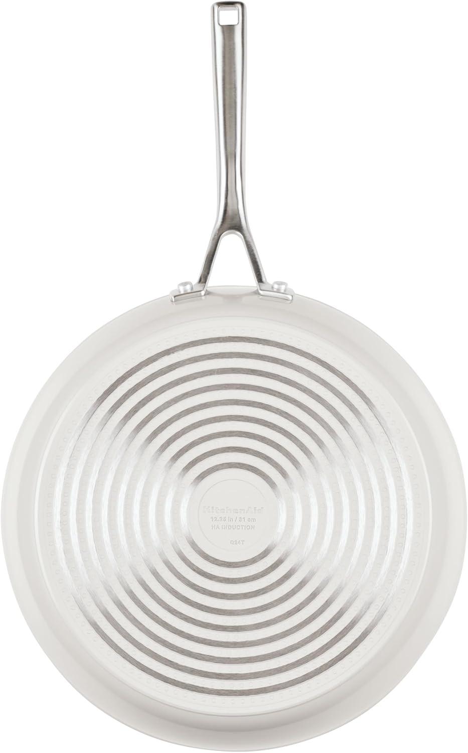 imageKitchenAid Hard Anodized Ceramic Induction Nonstick Cookware Frying PanSkillet with Lid Dishwasher Safe 1225 Inch Non Stick Fry Pan with Stainless Steel Handle PistachioPorcelain