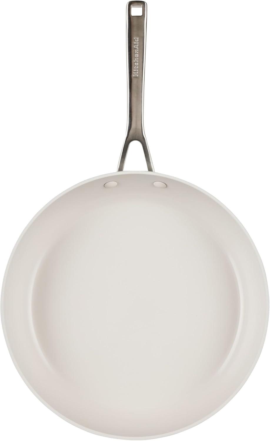 imageKitchenAid Hard Anodized Ceramic Induction Nonstick Cookware Frying PanSkillet with Lid Dishwasher Safe 1225 Inch Non Stick Fry Pan with Stainless Steel Handle PistachioPorcelain