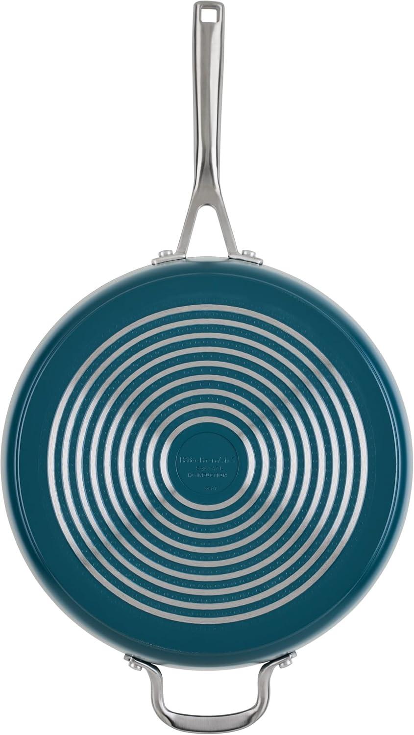 imageKitchenAid Hard Anodized Ceramic Induction Nonstick Cookware Frying PanSkillet with Lid Dishwasher Safe 1225 Inch Non Stick Fry Pan with Stainless Steel Handle PistachioAgave