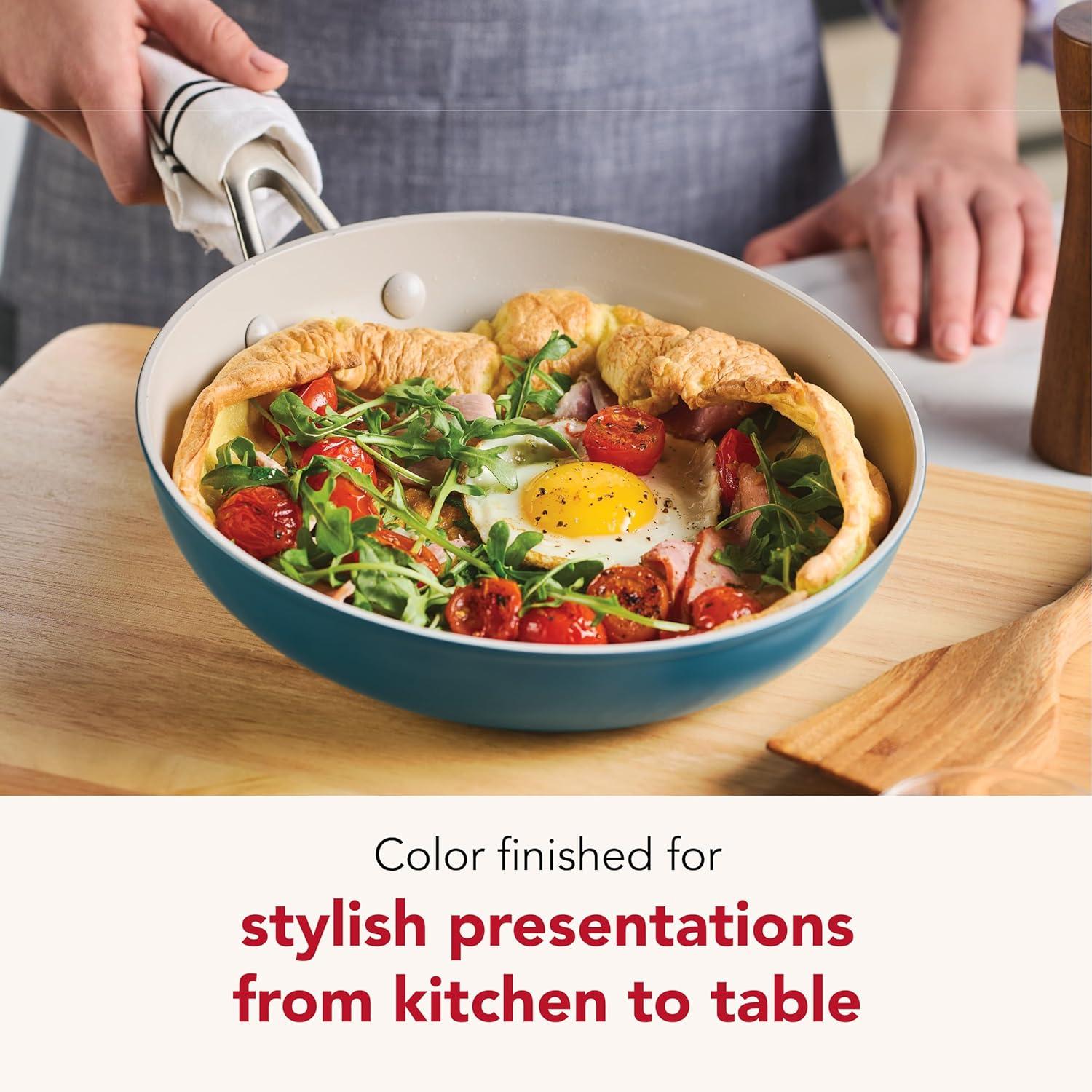 imageKitchenAid Hard Anodized Ceramic Induction Nonstick Cookware Frying PanSkillet with Lid Dishwasher Safe 1225 Inch Non Stick Fry Pan with Stainless Steel Handle PistachioAgave