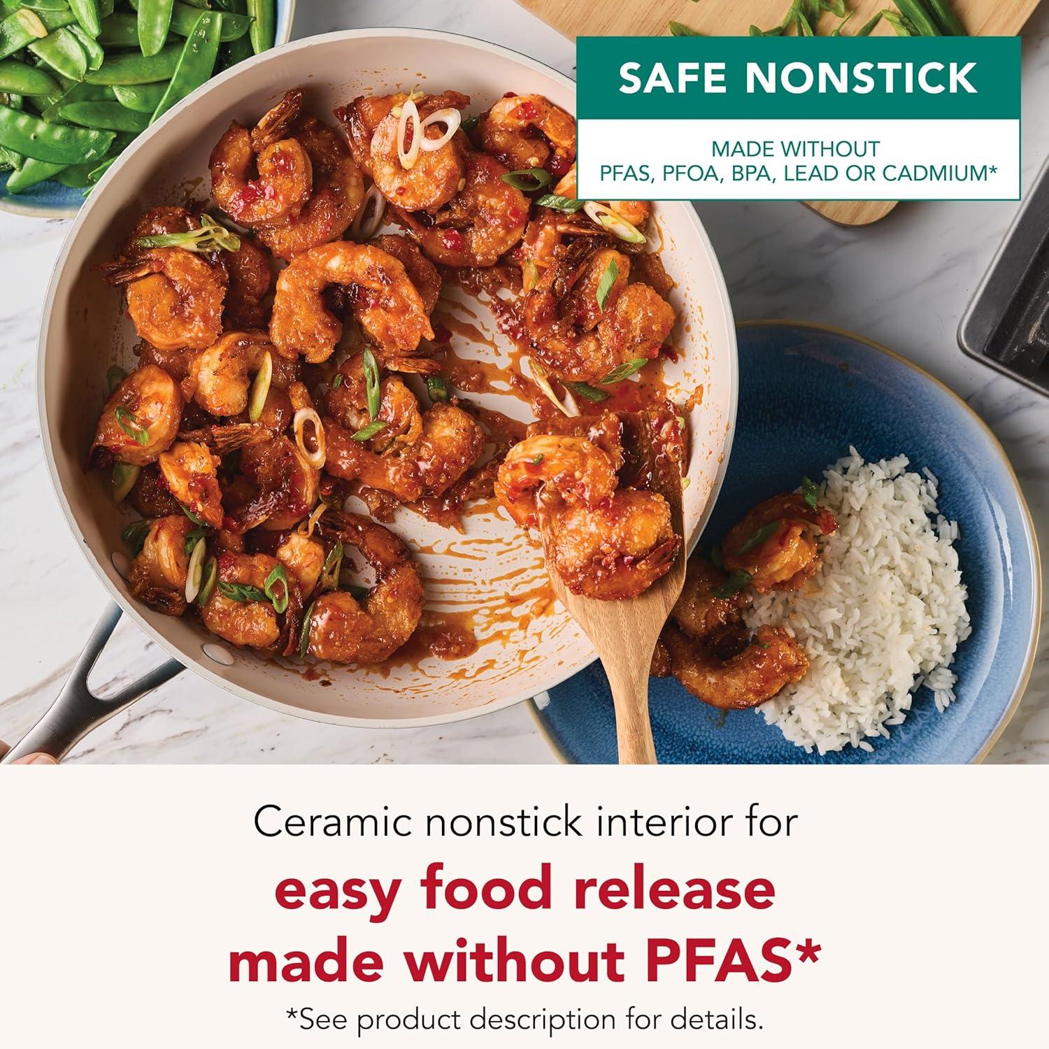 imageKitchenAid Hard Anodized Ceramic Induction Nonstick Cookware Frying PanSkillet with Lid Dishwasher Safe 1225 Inch Non Stick Fry Pan with Stainless Steel Handle PistachioAgave