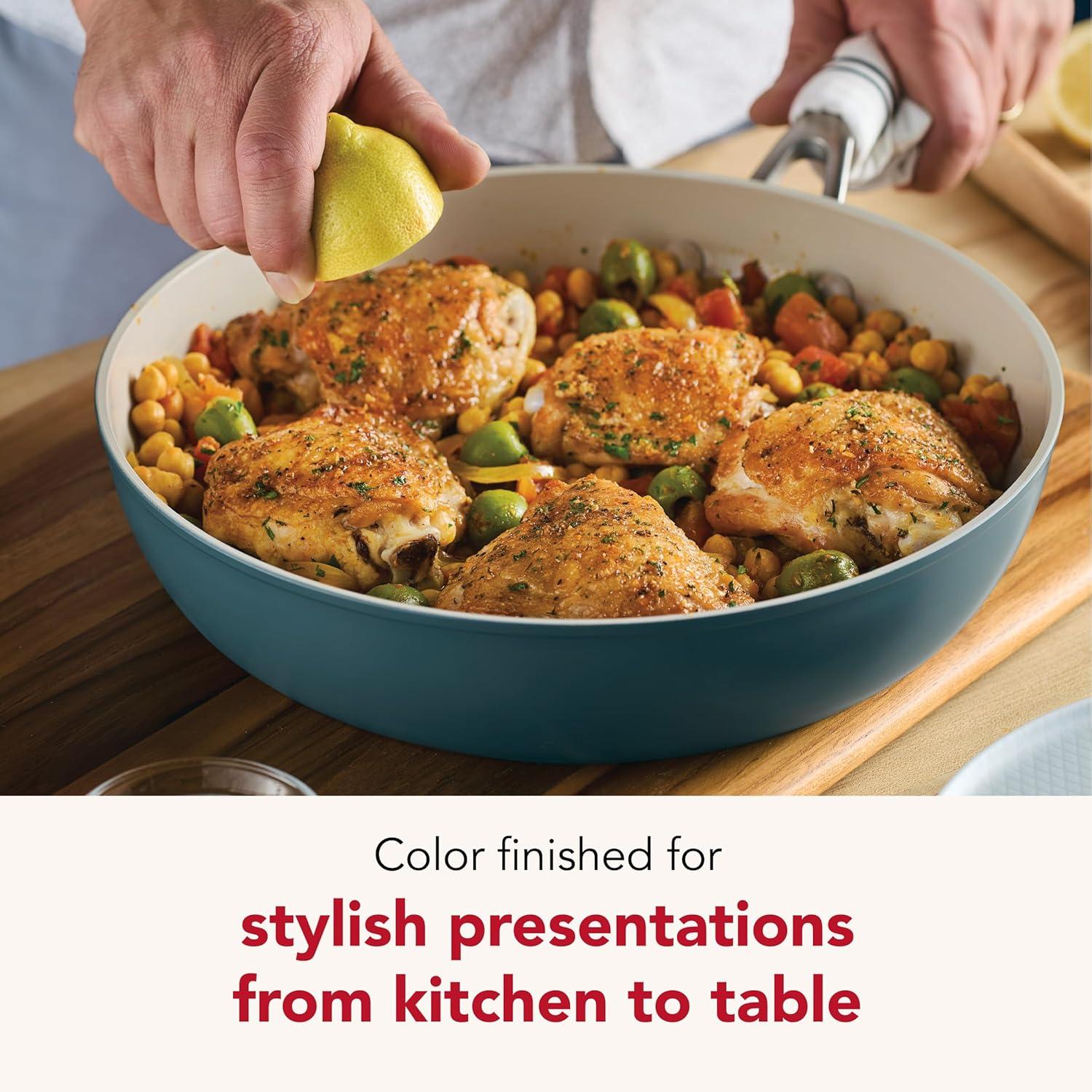 imageKitchenAid Hard Anodized Ceramic Induction Nonstick Cookware Frying PanSkillet with Lid Dishwasher Safe 1225 Inch Non Stick Fry Pan with Stainless Steel Handle PistachioAgave