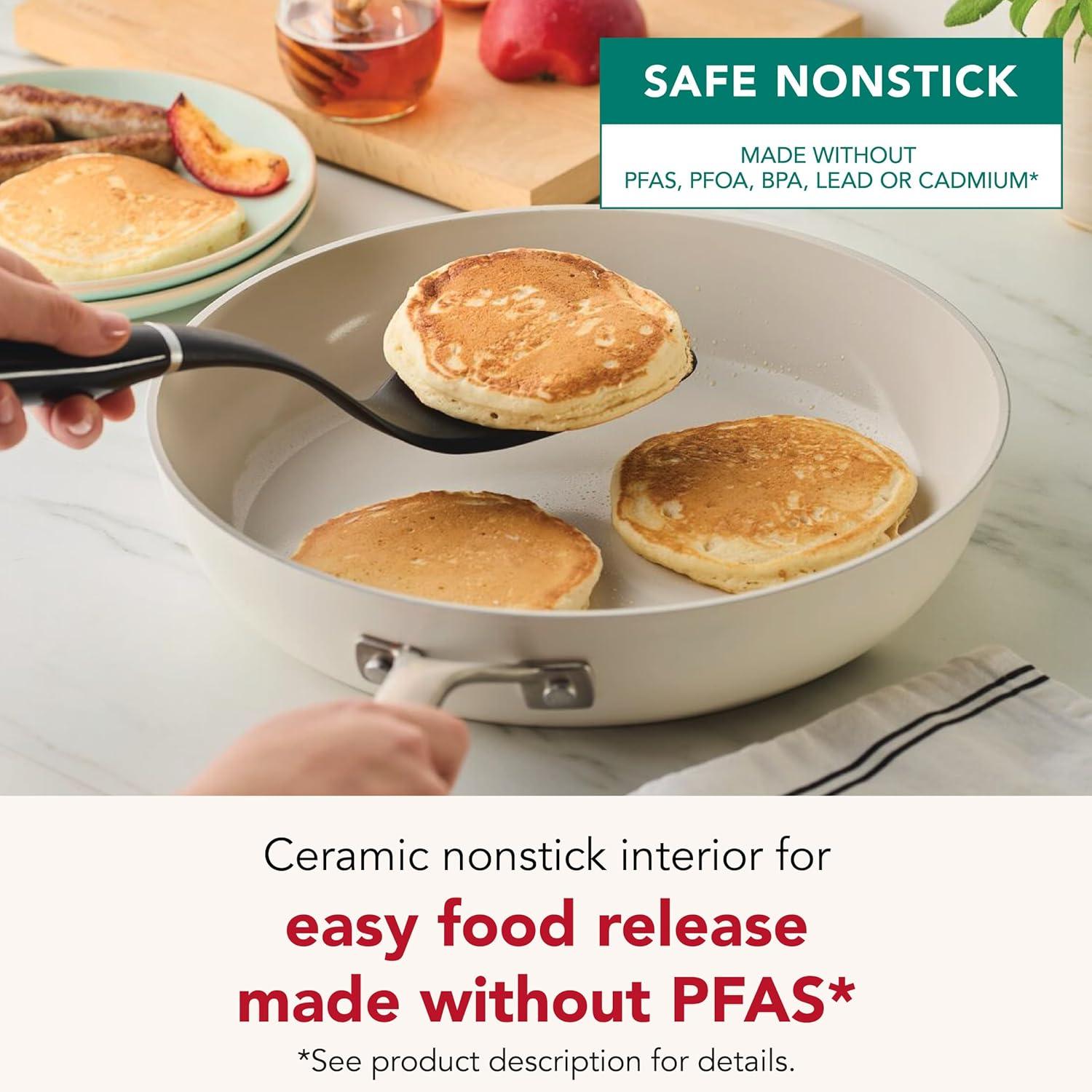 imageKitchenAid Hard Anodized Ceramic Induction Nonstick Cookware Frying PanSkillet with Lid Dishwasher Safe 1225 Inch Non Stick Fry Pan with Stainless Steel Handle PistachioPorcelain