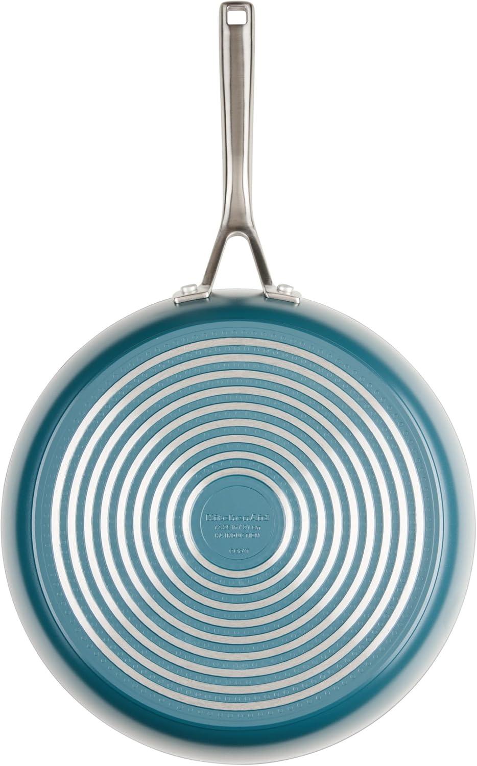 imageKitchenAid Hard Anodized Ceramic Induction Nonstick Cookware Frying PanSkillet with Lid Dishwasher Safe 1225 Inch Non Stick Fry Pan with Stainless Steel Handle PistachioAgave