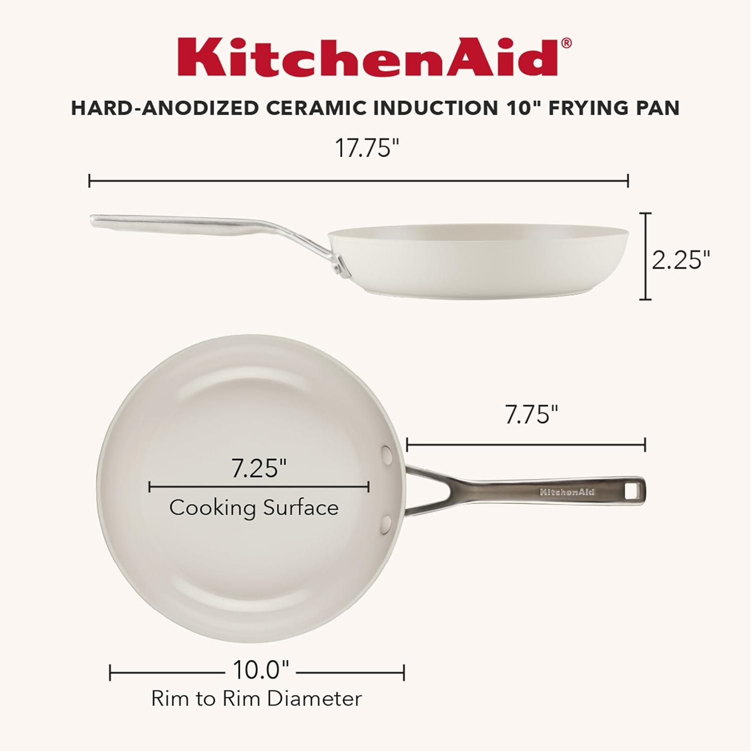 imageKitchenAid Hard Anodized Ceramic Induction Nonstick Cookware Frying PanSkillet with Lid Dishwasher Safe 1225 Inch Non Stick Fry Pan with Stainless Steel Handle PistachioPorcelain