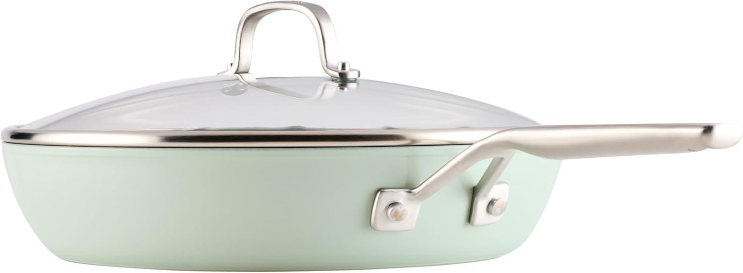 imageKitchenAid Hard Anodized Ceramic Induction Nonstick Cookware Frying PanSkillet with Lid Dishwasher Safe 1225 Inch Non Stick Fry Pan with Stainless Steel Handle PistachioPistachio