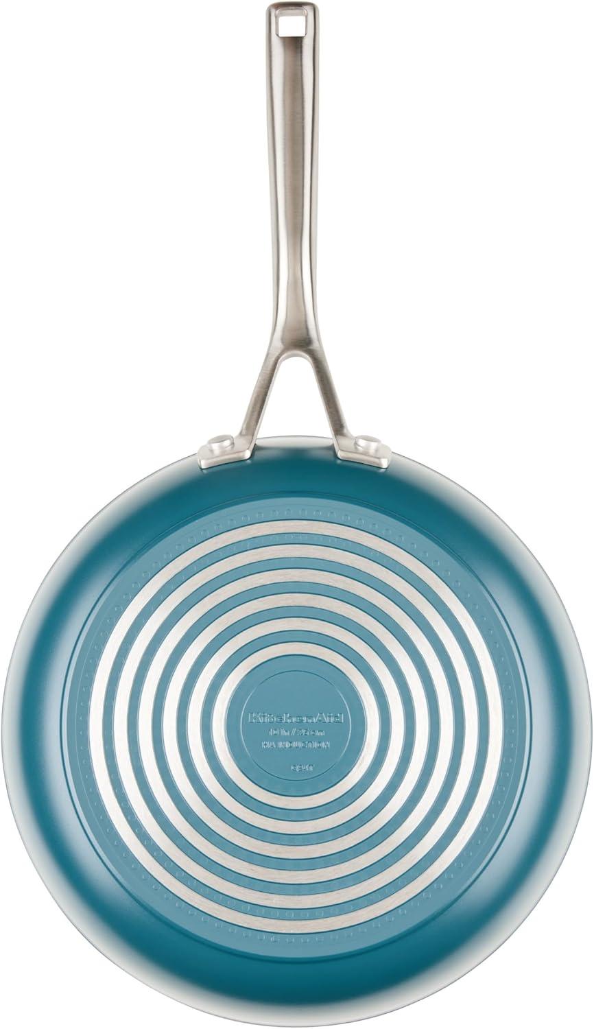 imageKitchenAid Hard Anodized Ceramic Induction Nonstick Cookware Frying PanSkillet with Lid Dishwasher Safe 1225 Inch Non Stick Fry Pan with Stainless Steel Handle PistachioAgave