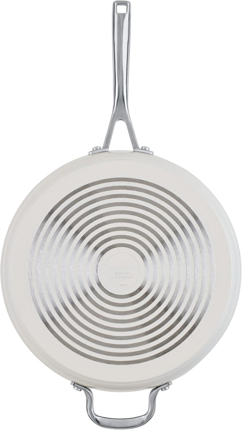 imageKitchenAid Hard Anodized Ceramic Induction Nonstick Cookware Frying PanSkillet with Lid Dishwasher Safe 1225 Inch Non Stick Fry Pan with Stainless Steel Handle PistachioPorcelain