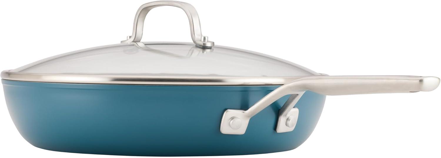 imageKitchenAid Hard Anodized Ceramic Induction Nonstick Cookware Frying PanSkillet with Lid Dishwasher Safe 1225 Inch Non Stick Fry Pan with Stainless Steel Handle PistachioAgave