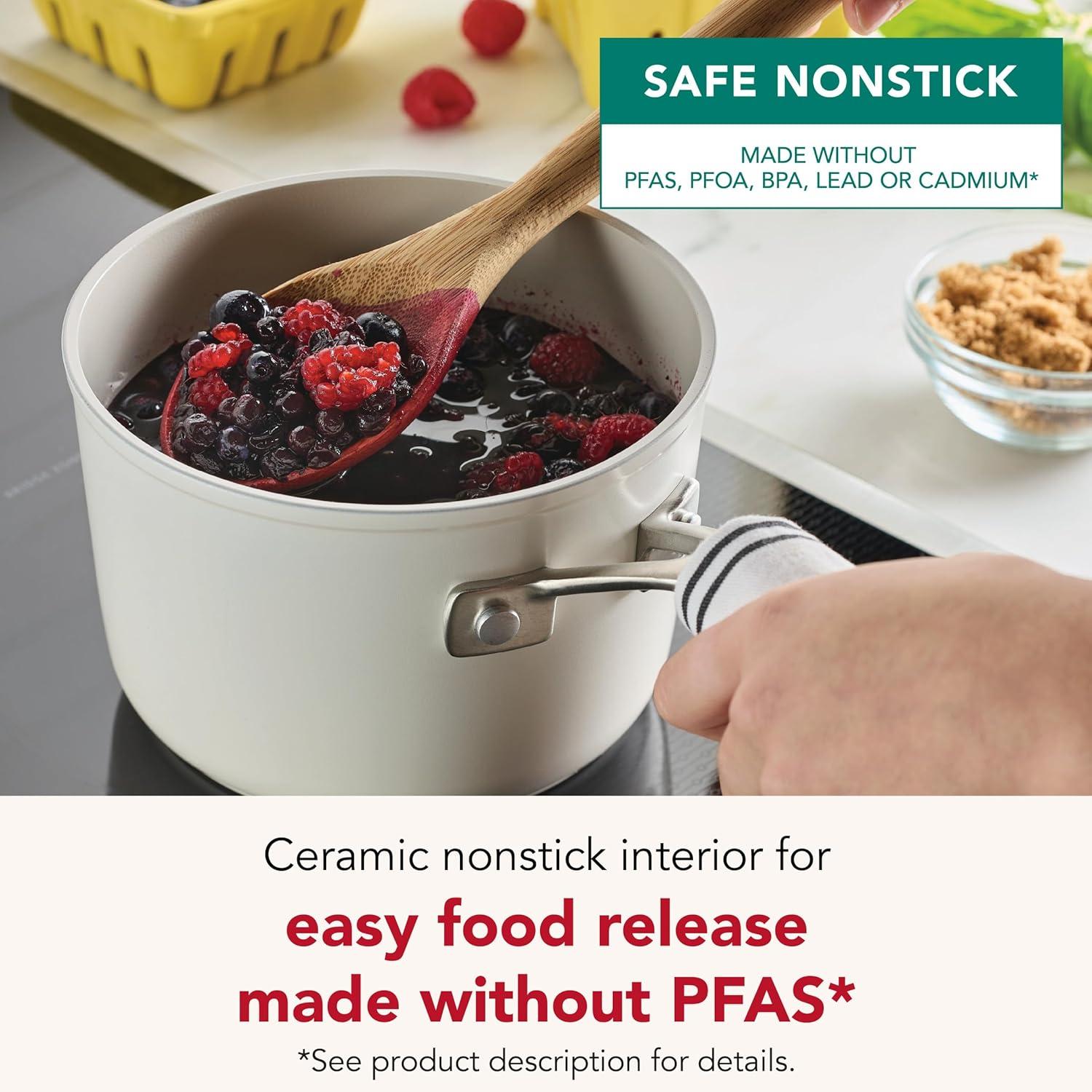 imageKitchenAid Hard Anodized Ceramic Induction Nonstick Cookware Saucepan with Lid Dishwasher Safe 2 Quart Non Stick Sauce Pan with Stainless Steel Handle Agave BluePorcelain