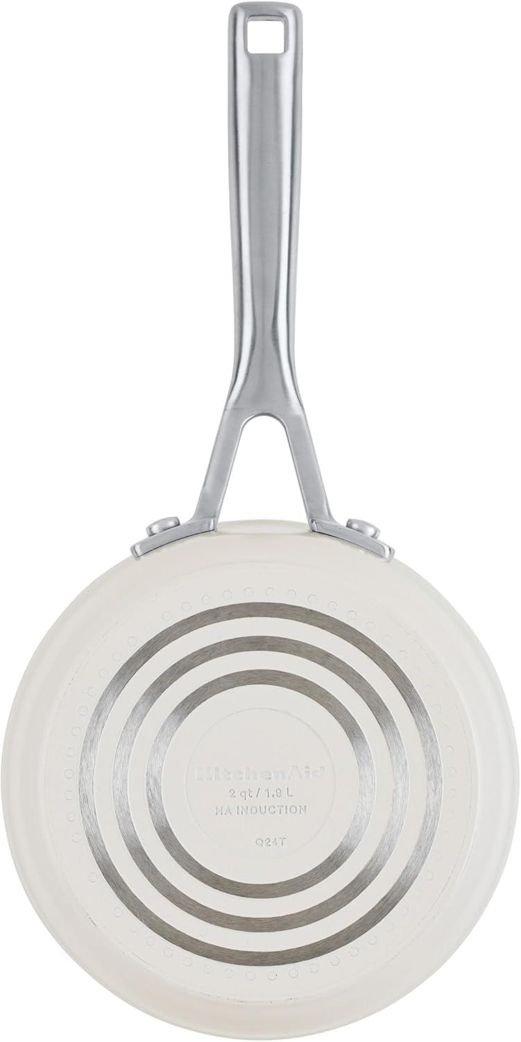 imageKitchenAid Hard Anodized Ceramic Induction Nonstick Cookware Saucepan with Lid Dishwasher Safe 2 Quart Non Stick Sauce Pan with Stainless Steel Handle Agave BluePorcelain