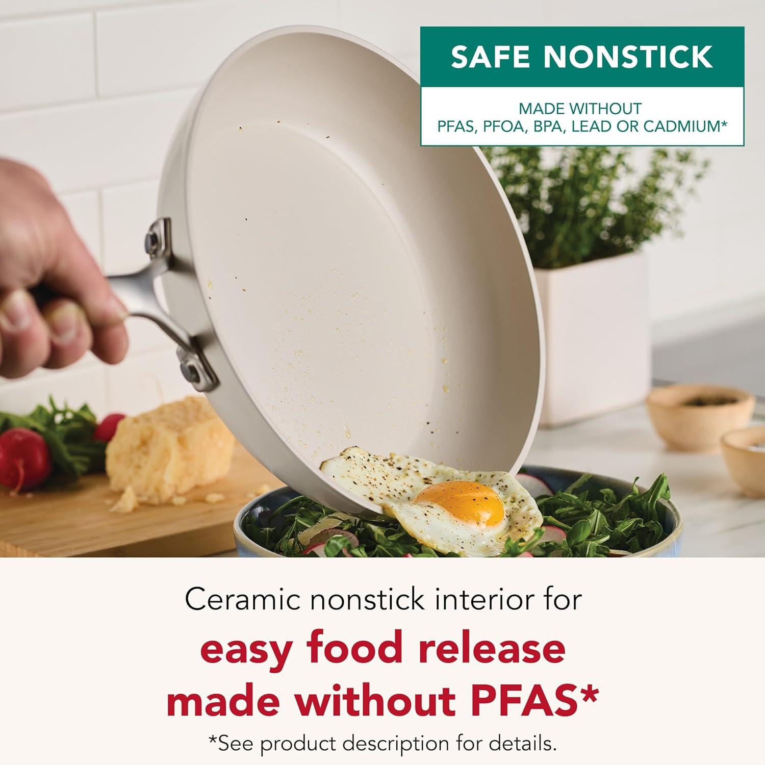 imageKitchenAid Hard Anodized Ceramic Induction Nonstick Pots and Pans with Saucepans Frying Pans Stockpot and Lids Dishwasher Safe 9 Piece Cookware Set with Stainless Steel Handles Porcelain WhitePorcelain