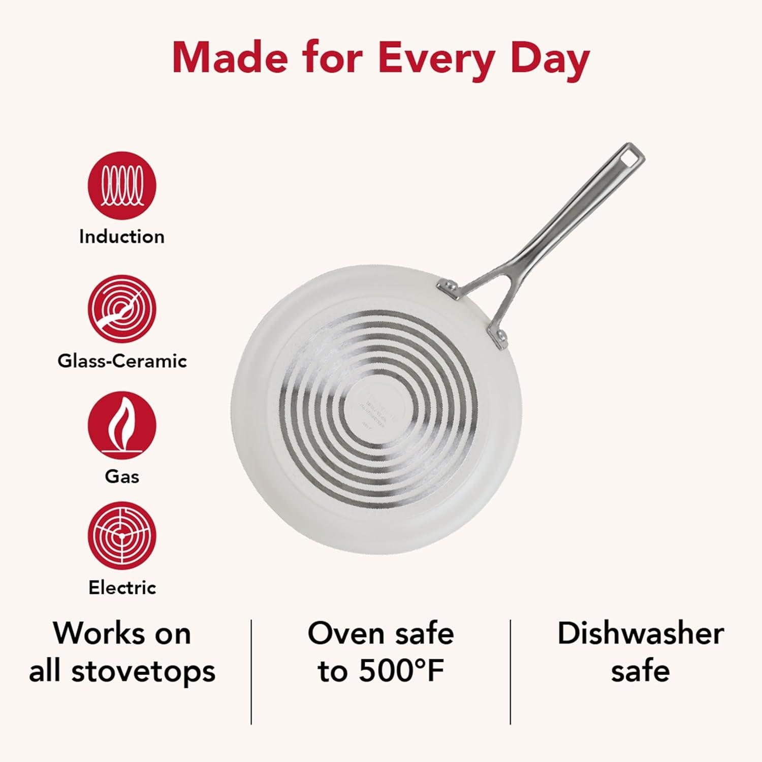 imageKitchenAid Hard Anodized Ceramic Induction Nonstick Pots and Pans with Saucepans Frying Pans Stockpot and Lids Dishwasher Safe 9 Piece Cookware Set with Stainless Steel Handles Porcelain WhitePorcelain