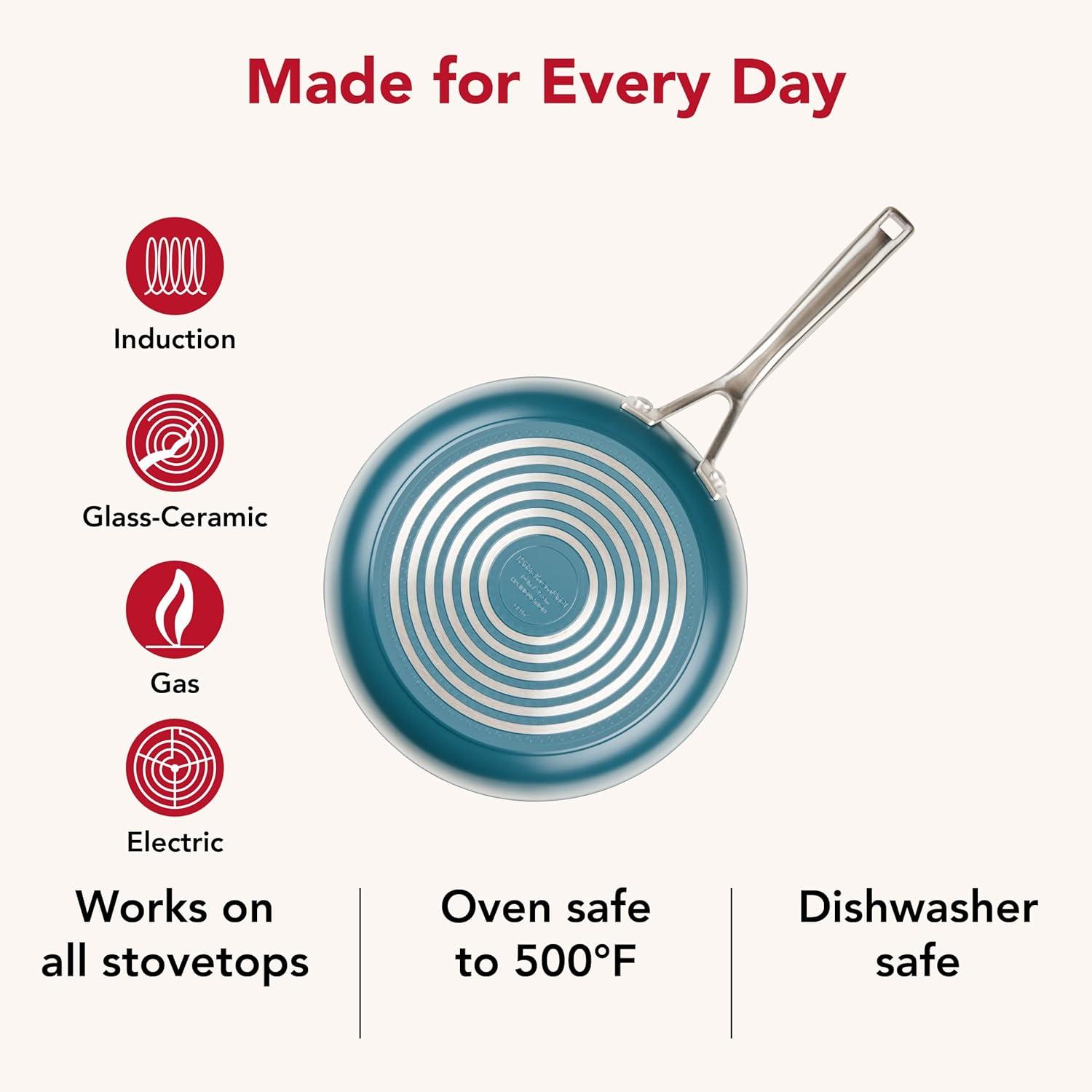 imageKitchenAid Hard Anodized Ceramic Induction Nonstick Pots and Pans with Saucepans Frying Pans Stockpot and Lids Dishwasher Safe 9 Piece Cookware Set with Stainless Steel Handles Porcelain WhiteAgave