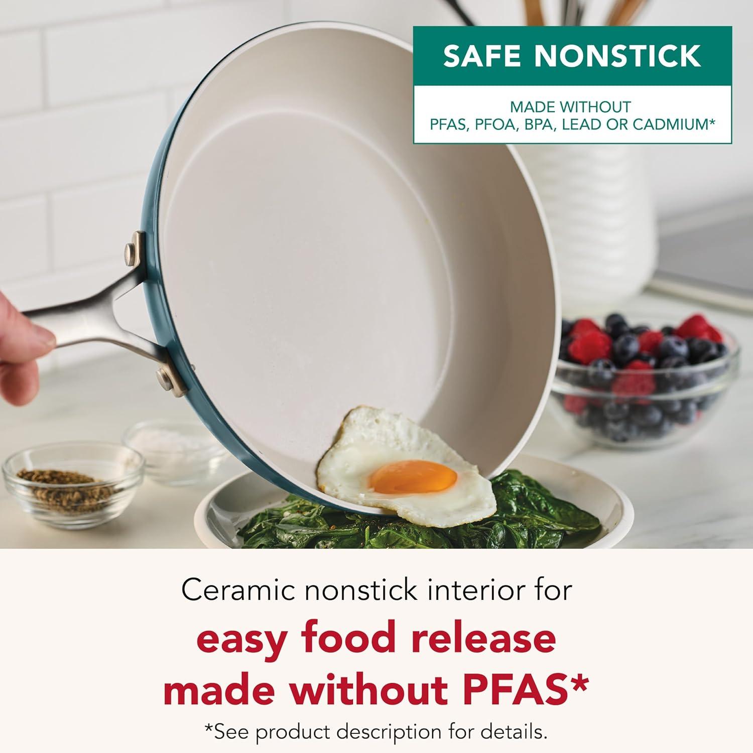 imageKitchenAid Hard Anodized Ceramic Induction Pots and Pans Dishwasher Safe Includes Saucepans Stockpot Saut Pan Frying PansSkillets and Lids 10 Piece Cookware Set Agave BlueAgave