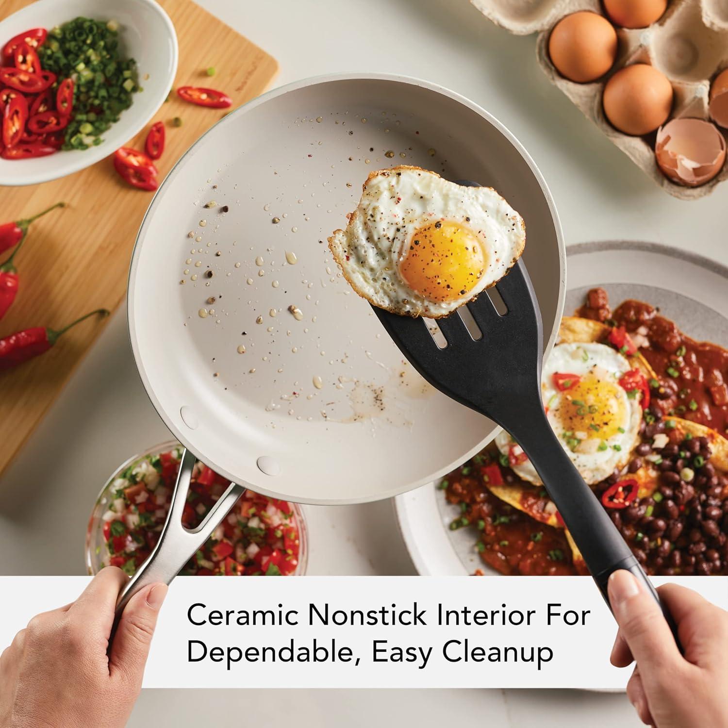 imageKitchenAid Hard Anodized Ceramic Induction Pots and Pans Dishwasher Safe Includes Saucepans Stockpot Saut Pan Frying PansSkillets and Lids 10 Piece Cookware Set Agave BluePistachio