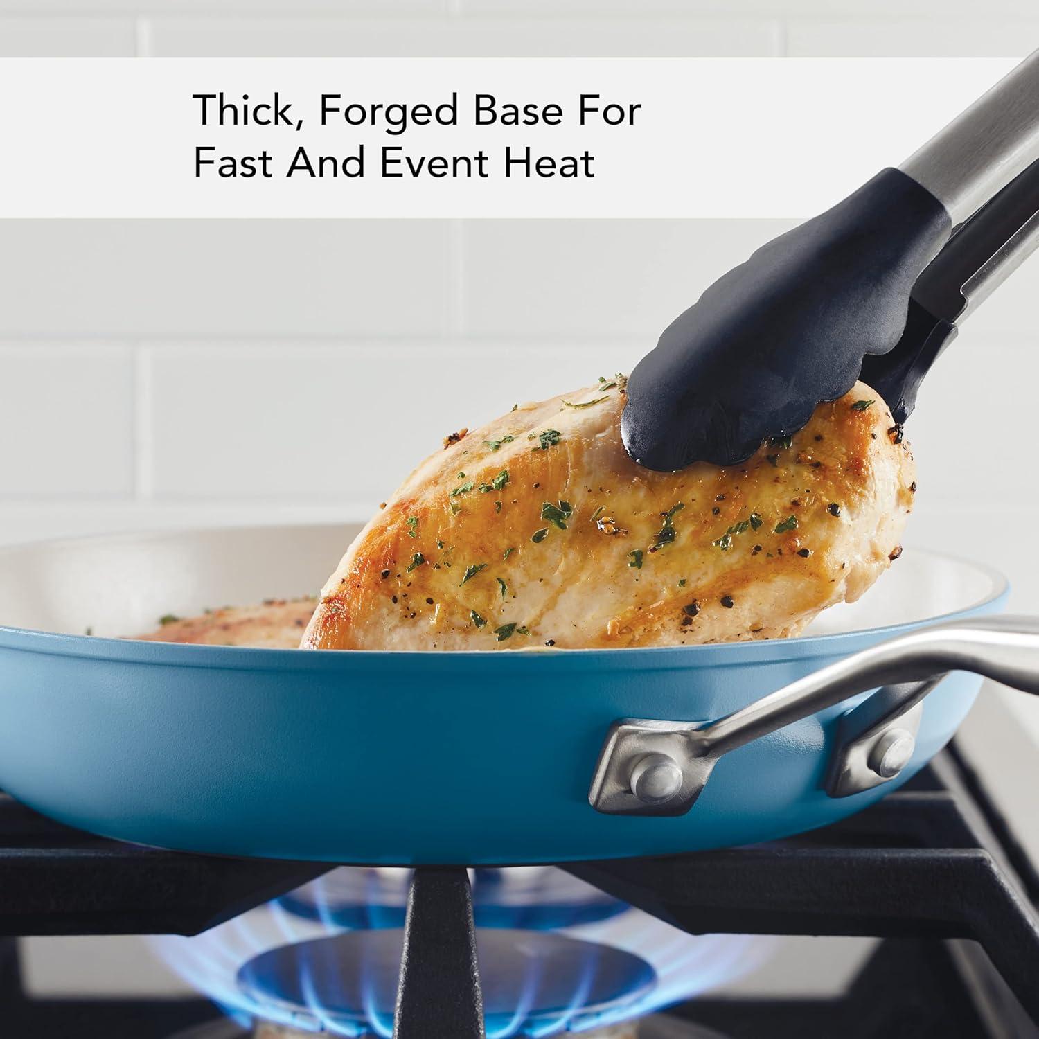 imageKitchenAid Hard Anodized Ceramic Induction Pots and Pans Dishwasher Safe Includes Saucepans Stockpot Saut Pan Frying PansSkillets and Lids 10 Piece Cookware Set Agave BlueBlue Velvet