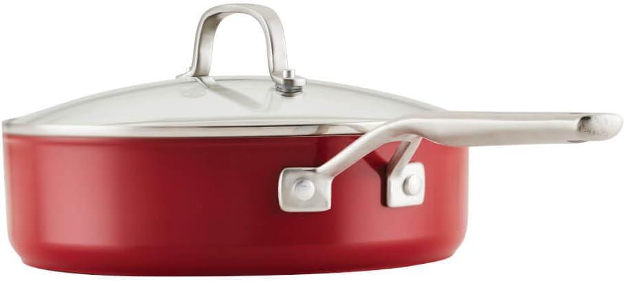 imageKitchenAid Hard Anodized Ceramic Induction Pots and Pans Dishwasher Safe Includes Saucepans Stockpot Saut Pan Frying PansSkillets and Lids 10 Piece Cookware Set Agave BlueEmpire Red