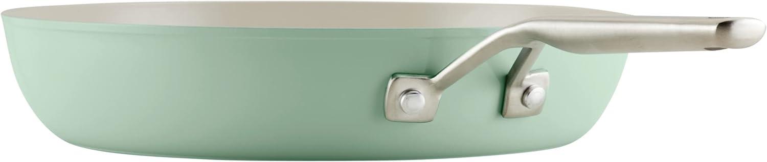 imageKitchenAid Hard Anodized Ceramic Induction Pots and Pans Dishwasher Safe Includes Saucepans Stockpot Saut Pan Frying PansSkillets and Lids 10 Piece Cookware Set Agave BluePistachio