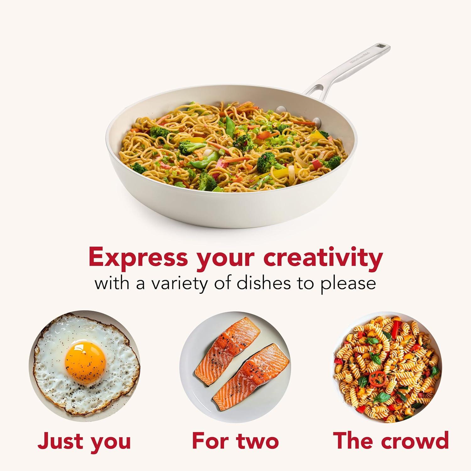 imageKitchenAid Hard Anodized Ceramic Induction Pots and Pans Dishwasher Safe Includes Saucepans Stockpot Saut Pan Frying PansSkillets and Lids 10 Piece Cookware Set Agave BluePorcelain