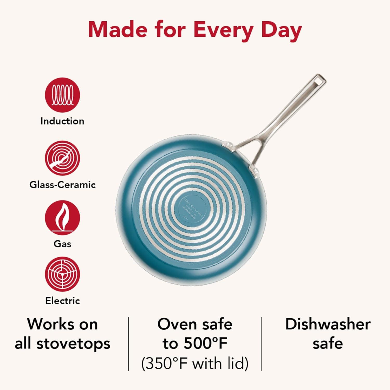 imageKitchenAid Hard Anodized Ceramic Induction Pots and Pans Dishwasher Safe Includes Saucepans Stockpot Saut Pan Frying PansSkillets and Lids 10 Piece Cookware Set Agave BlueAgave