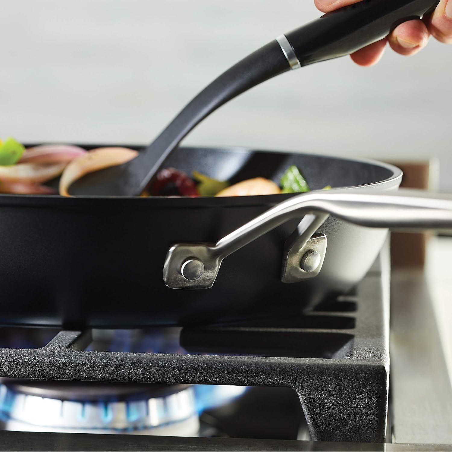 imageKitchenAid Hard Anodized Roasting PanRoaster with Removable Rack 13 Inch x 1575 Inch Matte BlackSkillet with Lid 1225