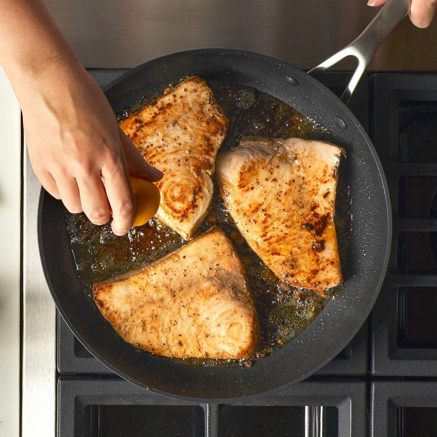 imageKitchenAid Hard Anodized Roasting PanRoaster with Removable Rack 13 Inch x 1575 Inch Matte BlackSkillet with Lid 1225